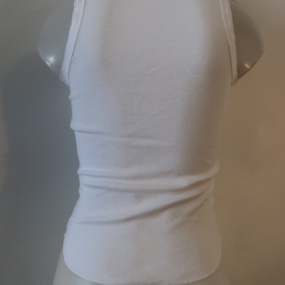 Womens Crown Jewel White Henley Ribbed Tank Top XS - Picture 4 of 6